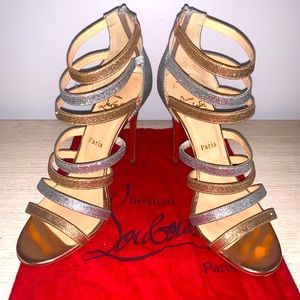 CHRISTIAN LOUBOUTIN Mariniere Gold Silver Heels